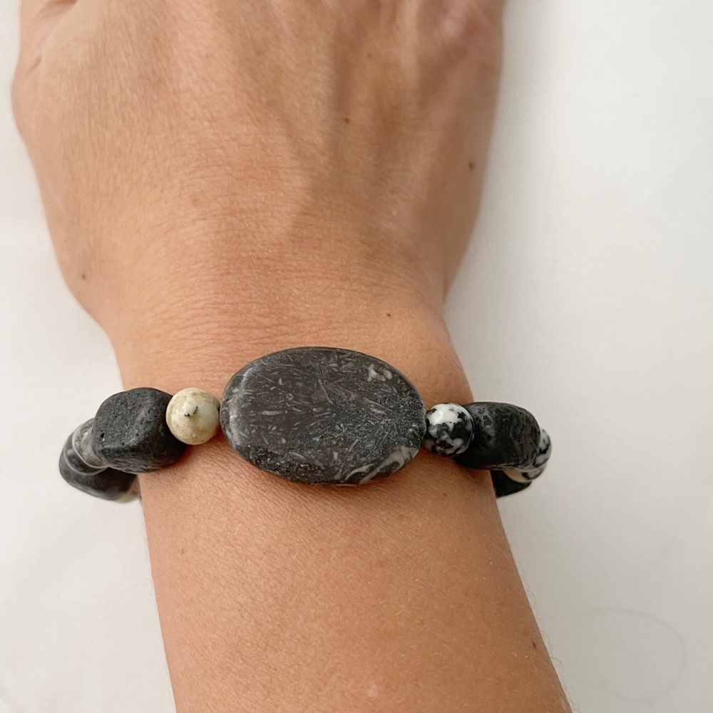 Lava rock and jasper beads handcrafted bracelet